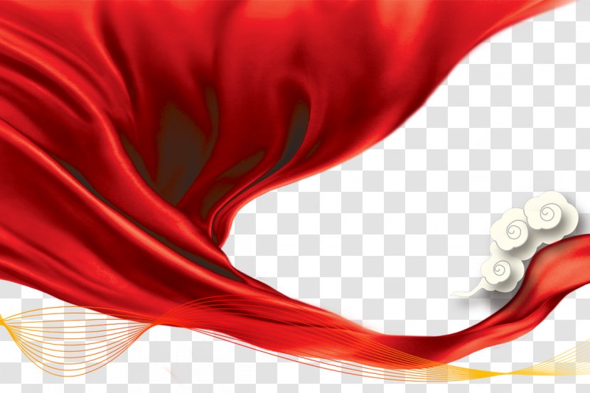 Red Ribbon Silk - Shoulder - Clouds Transparent PNG