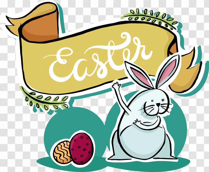 Easter Bunny Euclidean Vector - Rabbit - Cartoon Gray Greeting Card Transparent PNG
