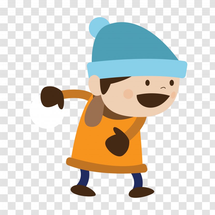 Child Cartoon Illustration - Hat - Children Play In The Snow Transparent PNG