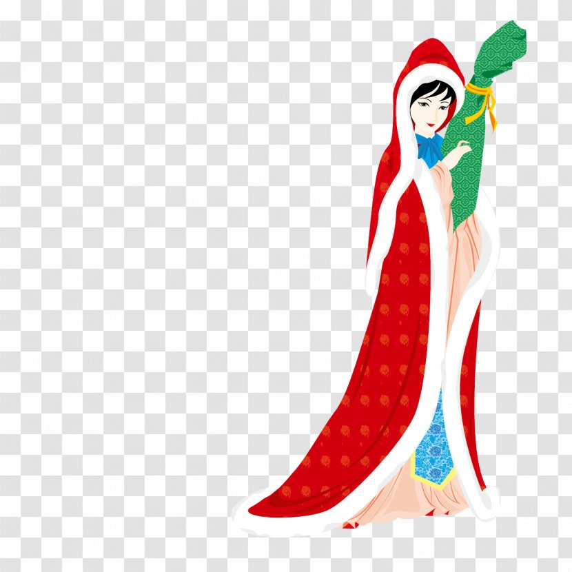 Four Beauties Illustration - Silhouette - An Ancient Woman Holding A Lute Transparent PNG