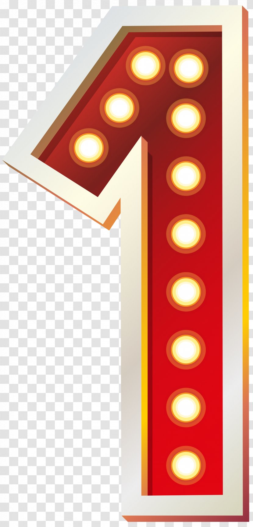 Light Red Clip Art - Editing - Number One With Lights Image Transparent PNG