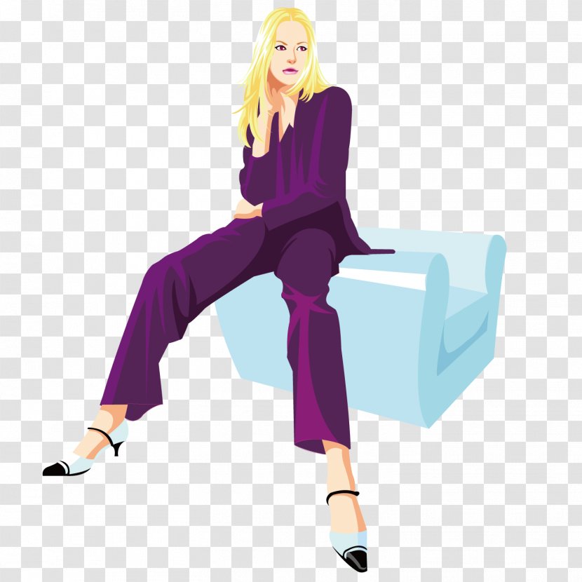 Purple - Tree - Sitting On The Sofa Domineering Woman Transparent PNG