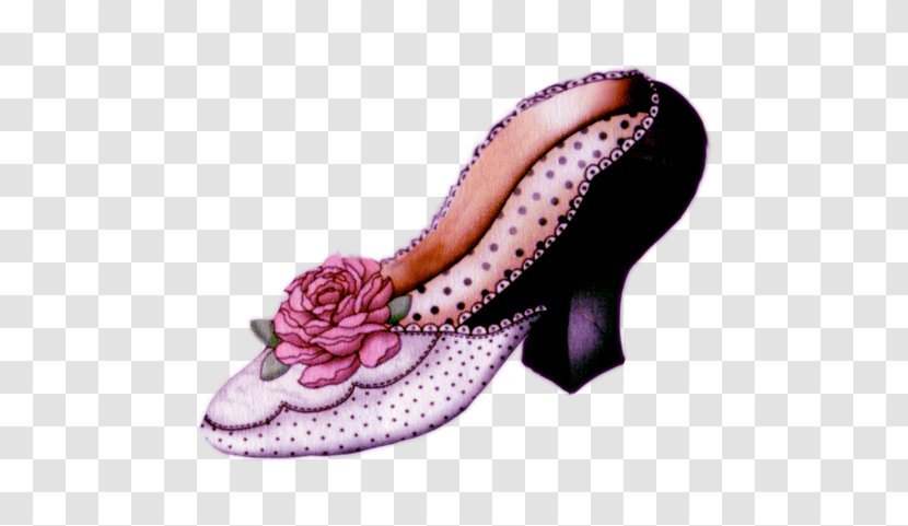 Shoe Vintage Clothing High-heeled Footwear Antique Clip Art - Pink Flower Decoration Women Transparent PNG