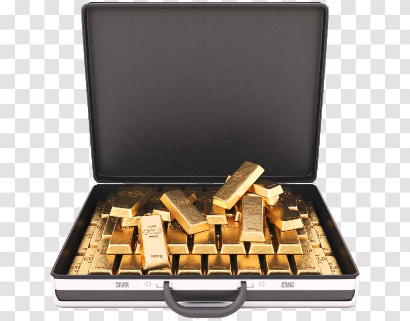 Gold Briefcase Suitcase Stock Photography - Metal - A Full Of Bars Transparent PNG