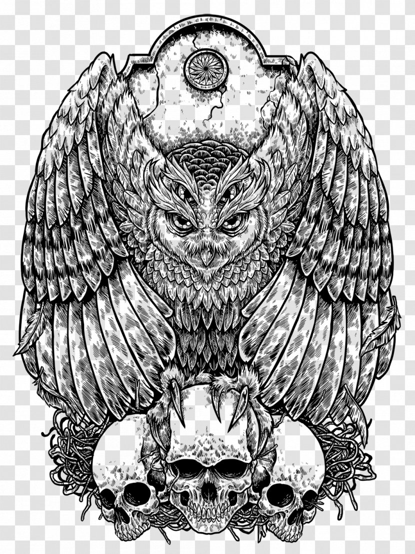 Owl Drawing Tattoo - Godzilla - Symmetry Transparent PNG