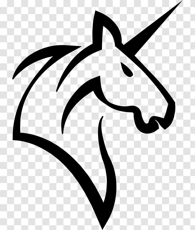 Unicorn Horn Horse - Black And White Transparent PNG
