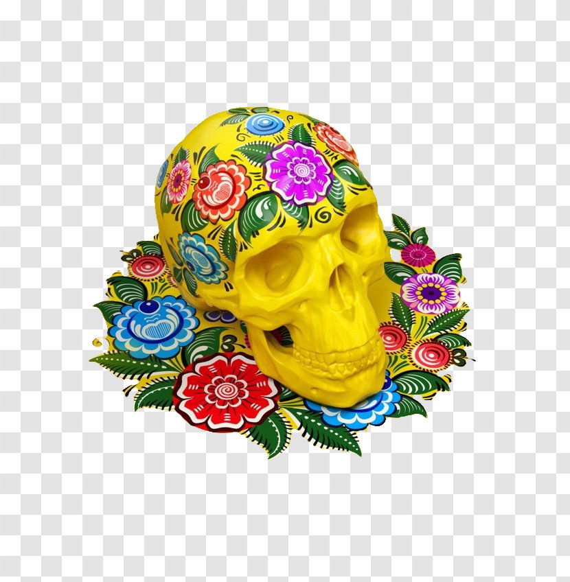 Russia Skull Zhostovo Painting Folk Art - Flower - Painted Transparent PNG