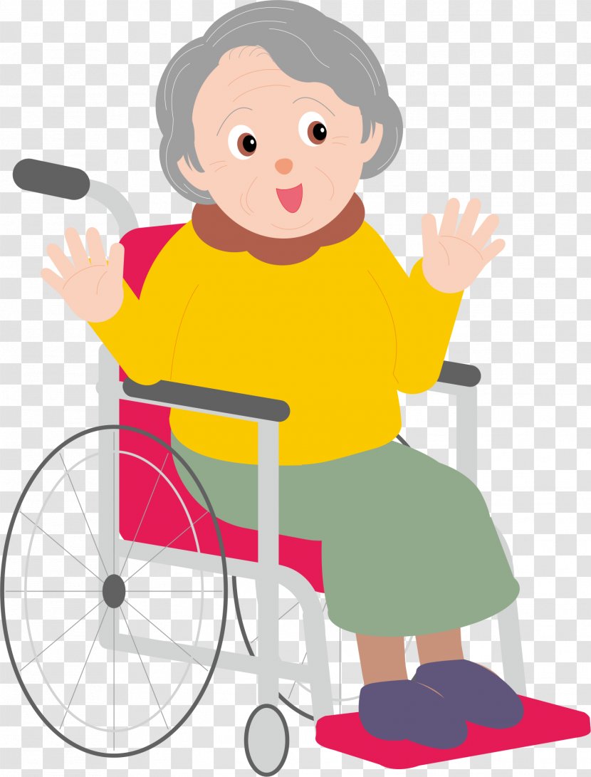 Cartoon Old Age - The Man Sitting In A Wheelchair Transparent PNG