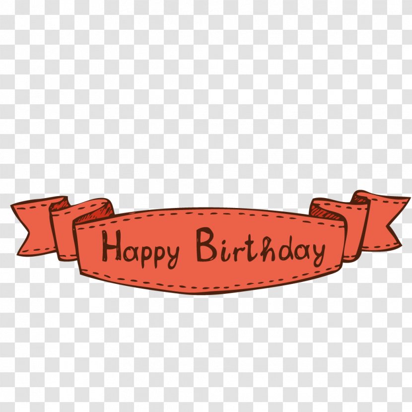 Ribbon Label Drawing - Text - Happy Birthday Transparent PNG