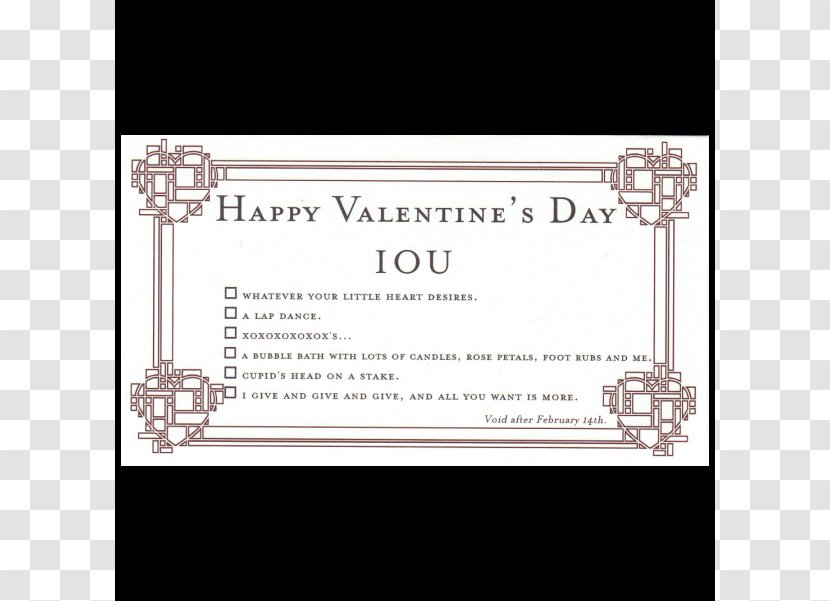 Valentine's Day Greeting & Note Cards Product Birthday - Rectangle - Valentine Card Transparent PNG