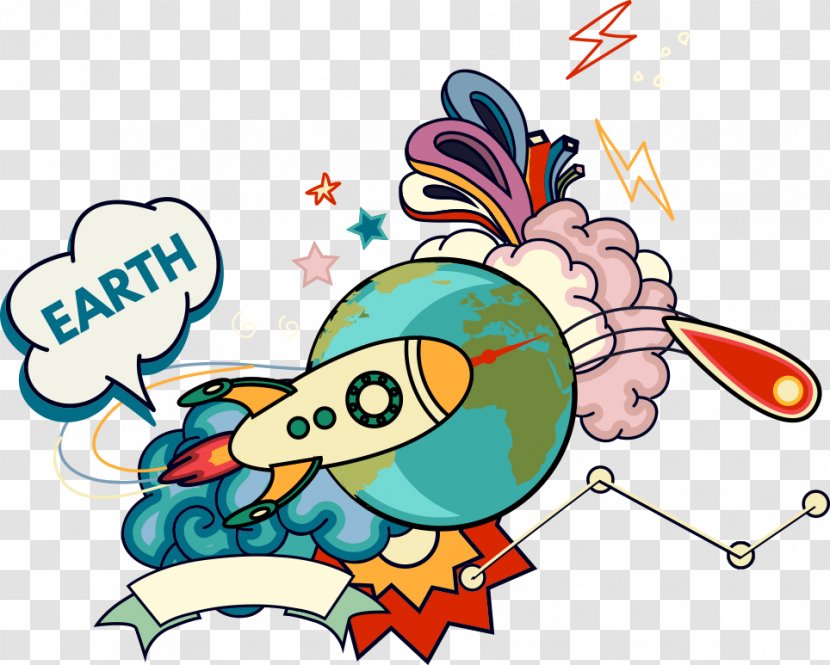 Earth Rocket Drawing Illustration - Beak - Rockets Transparent PNG