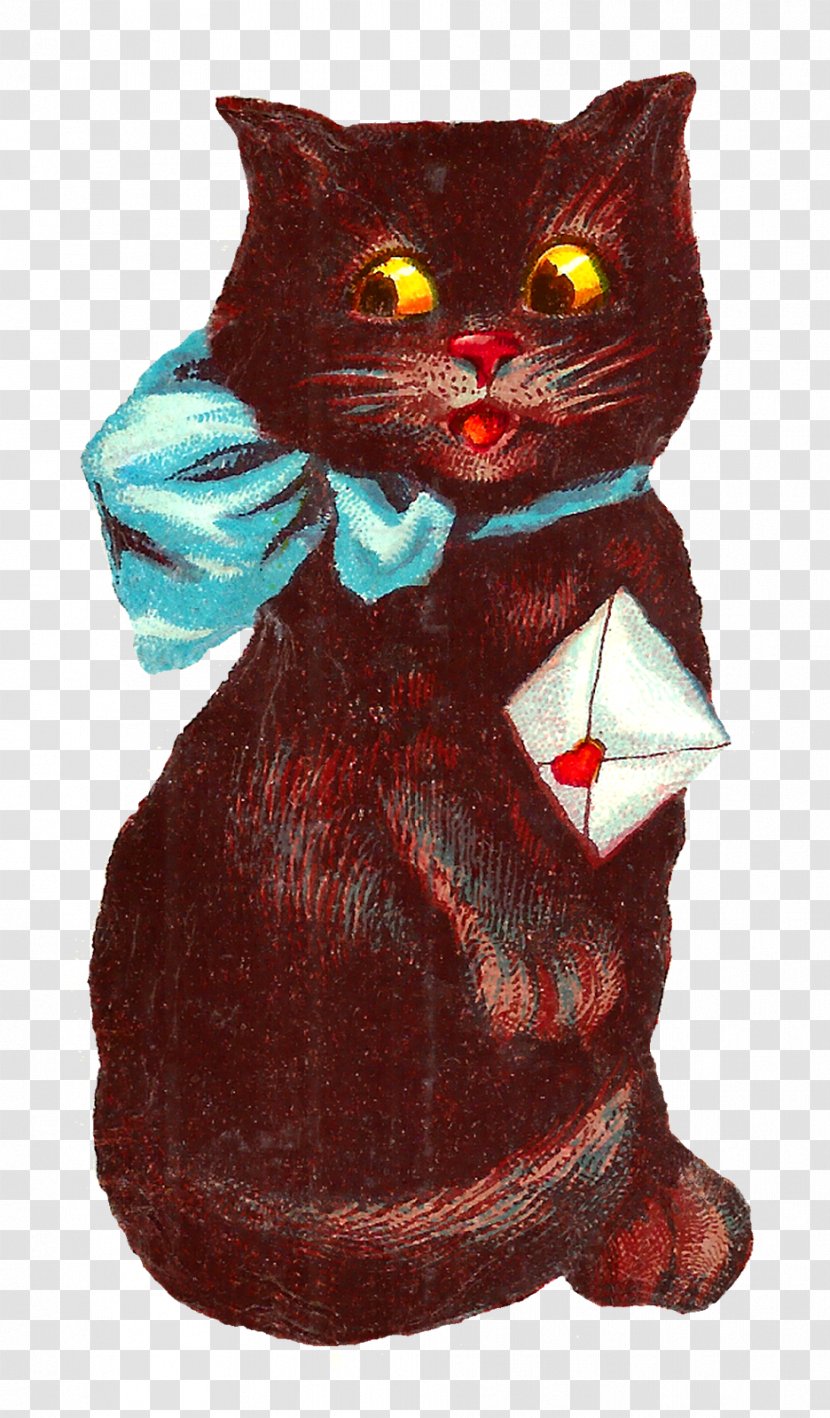 Whiskers Black Cat Clip Art - Vintage Transparent PNG