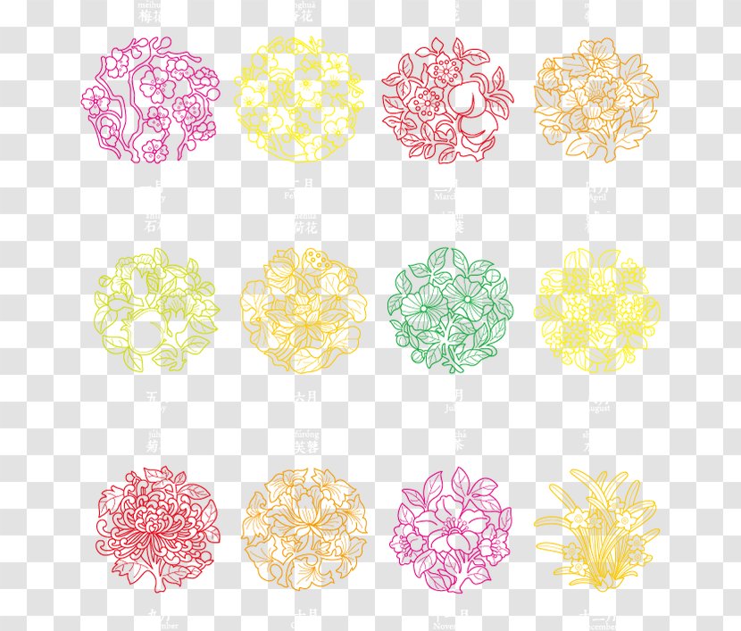 Motif Pattern - Chrysanthemum - Floral Engraving Vector Material Transparent PNG