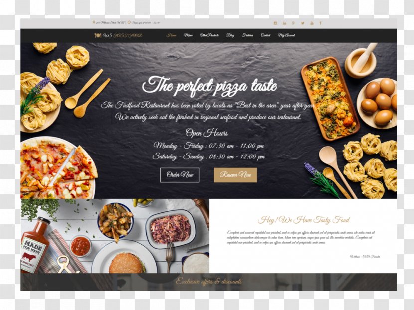 Fast Food Restaurant Responsive Web Design - Flyer Transparent PNG