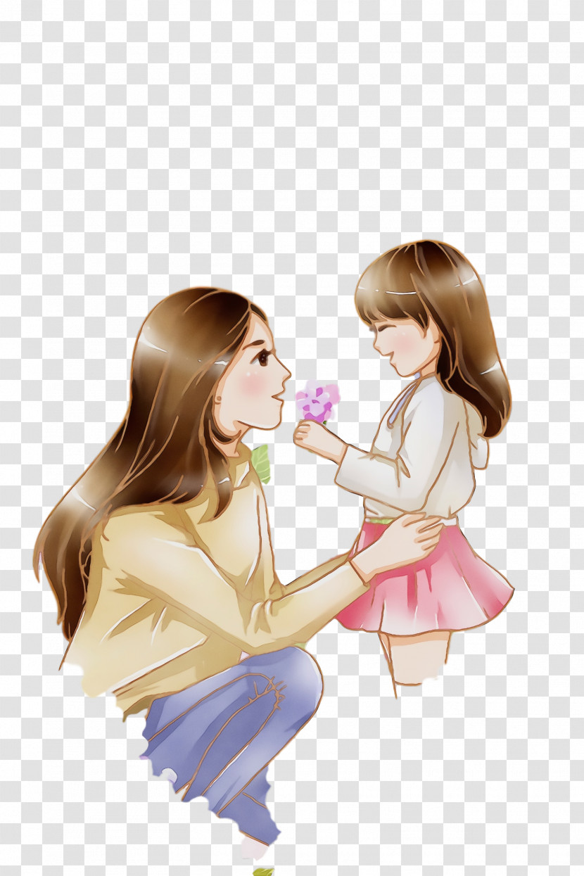 Cartoon Mother Child Gesture Finger Transparent PNG