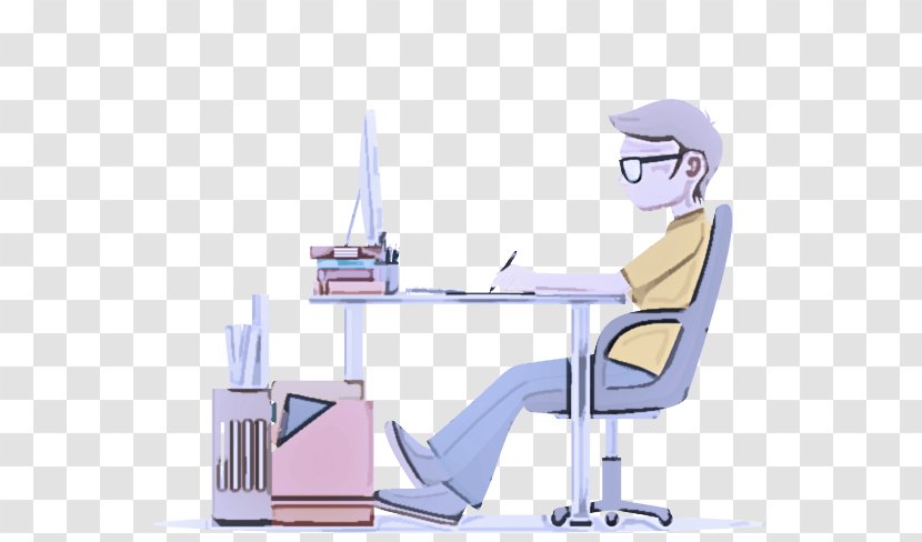 Desk Furniture Cartoon Table Computer - Office Chair Transparent PNG
