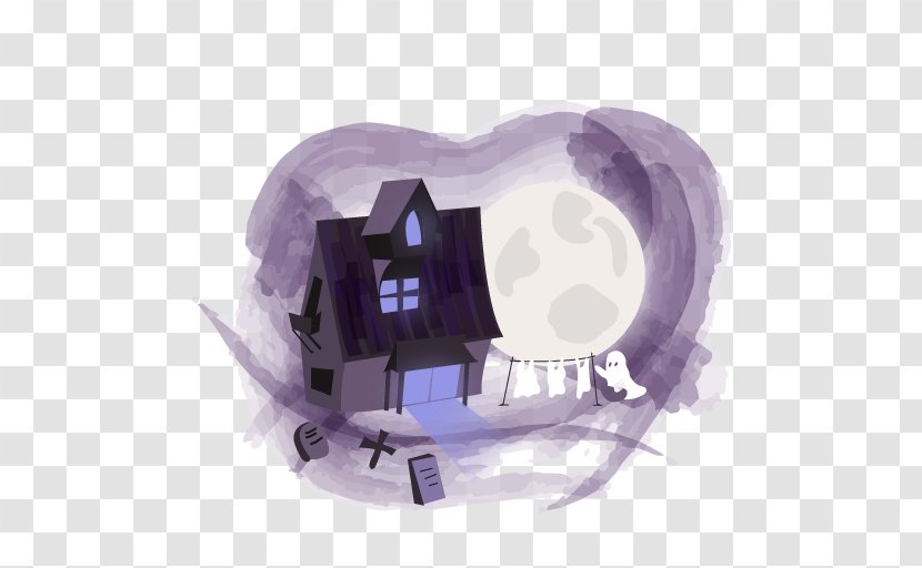 Haunted House Clip Art - Purple Transparent PNG