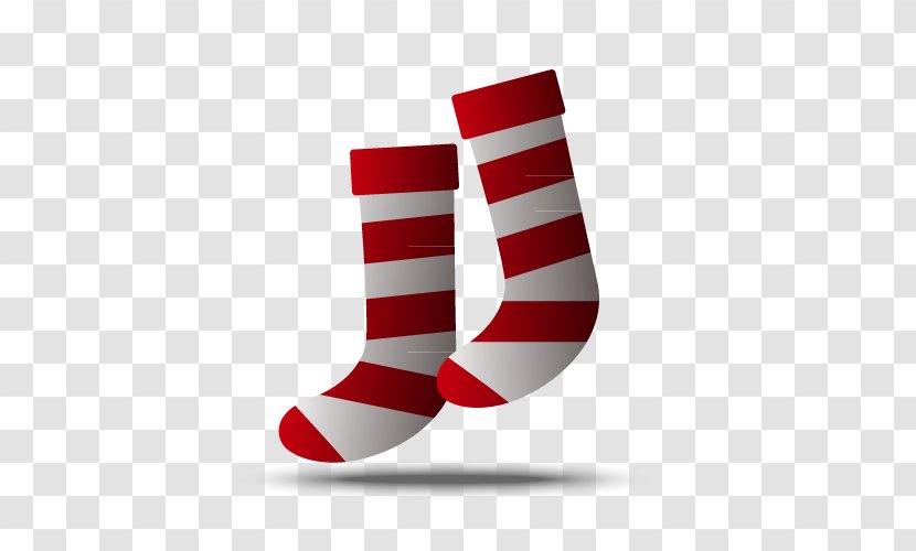Sock Hosiery - Christmas Stocking - Vector Red Stripes Socks Transparent PNG