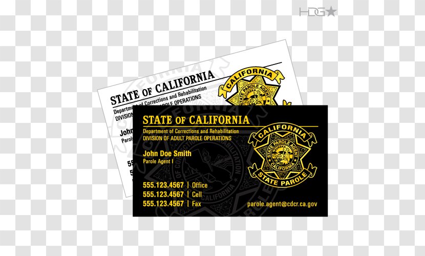 California Department Of Corrections And Rehabilitation Business Cards Parole Probation Officer - Boutique Card Series Transparent PNG