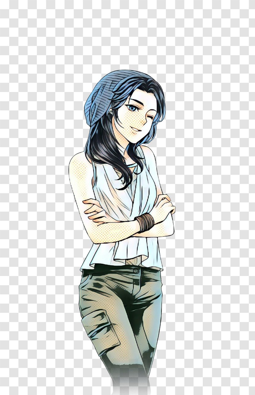 Cartoon Fashion Illustration Sketch Black Hair Drawing - Style Gesture Transparent PNG