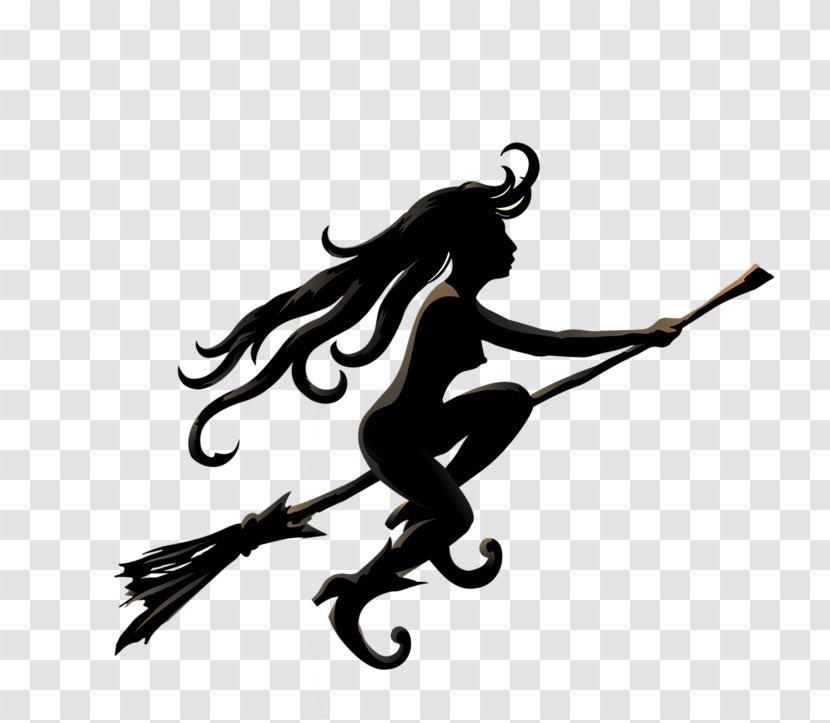Broom Witch Clip Art - Silhouette Transparent PNG