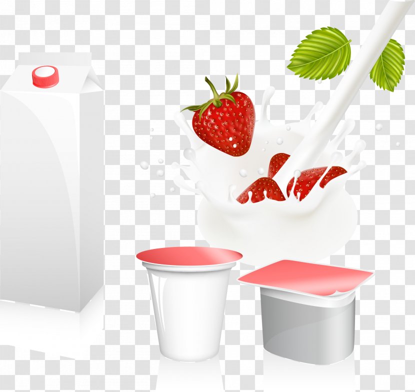 Milk Yogurt Euclidean Vector Strawberry - Royaltyfree Transparent PNG
