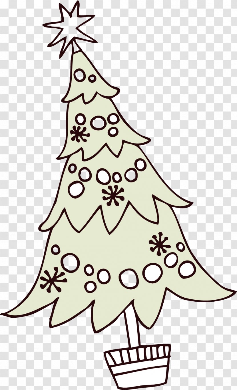 Christmas Tree Clip Art - White - Hand Painted Green Transparent PNG