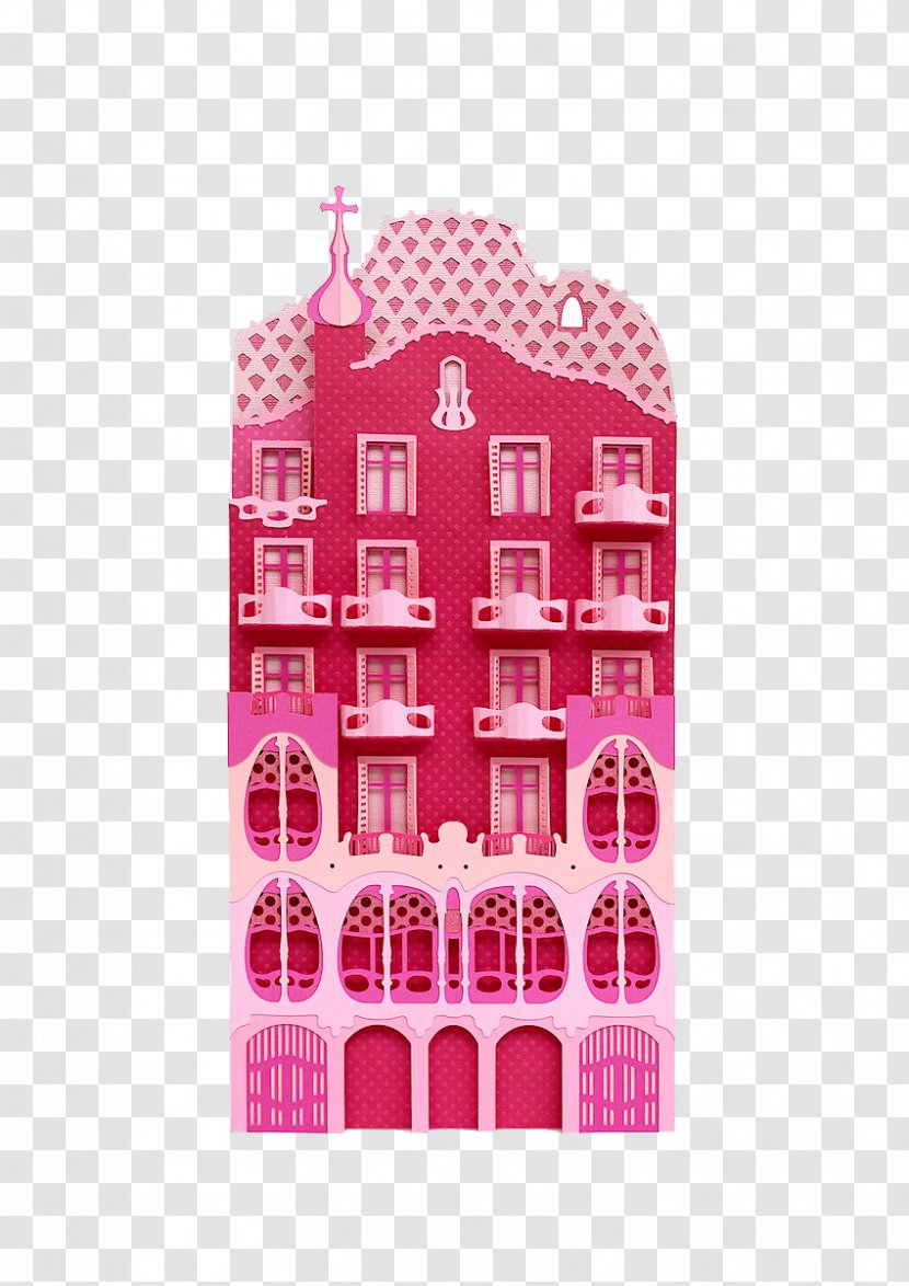 Barcelona Paper Craft Zim & Zou Art - Pink - Building Transparent PNG