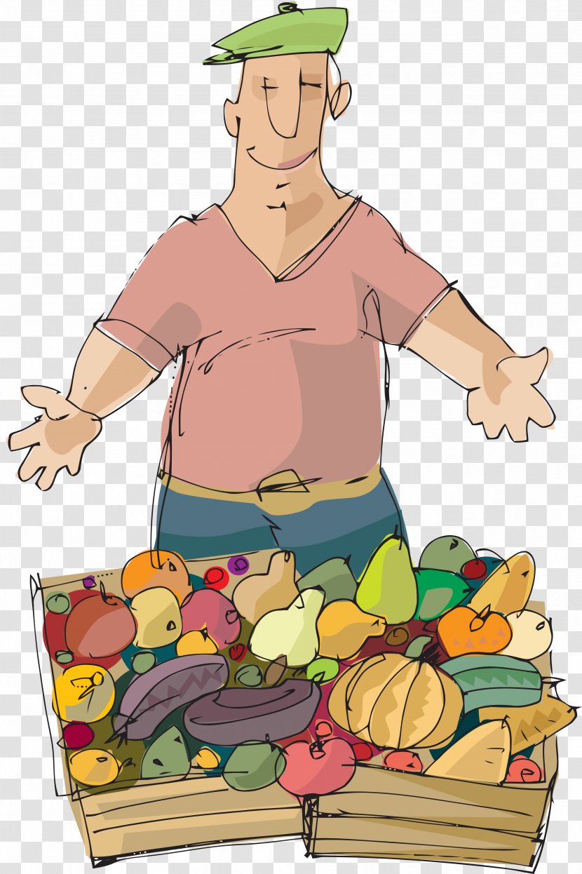 Hawker Cartoon Download - Farmer Transparent PNG