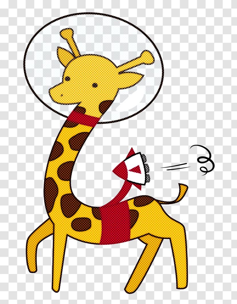 Giraffe Giraffidae Cartoon Yellow Line Transparent PNG