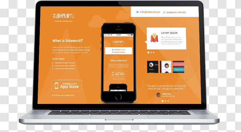 Responsive Web Design Landing Page Mobile Phones - Singlepage Application - Display Advertising Transparent PNG