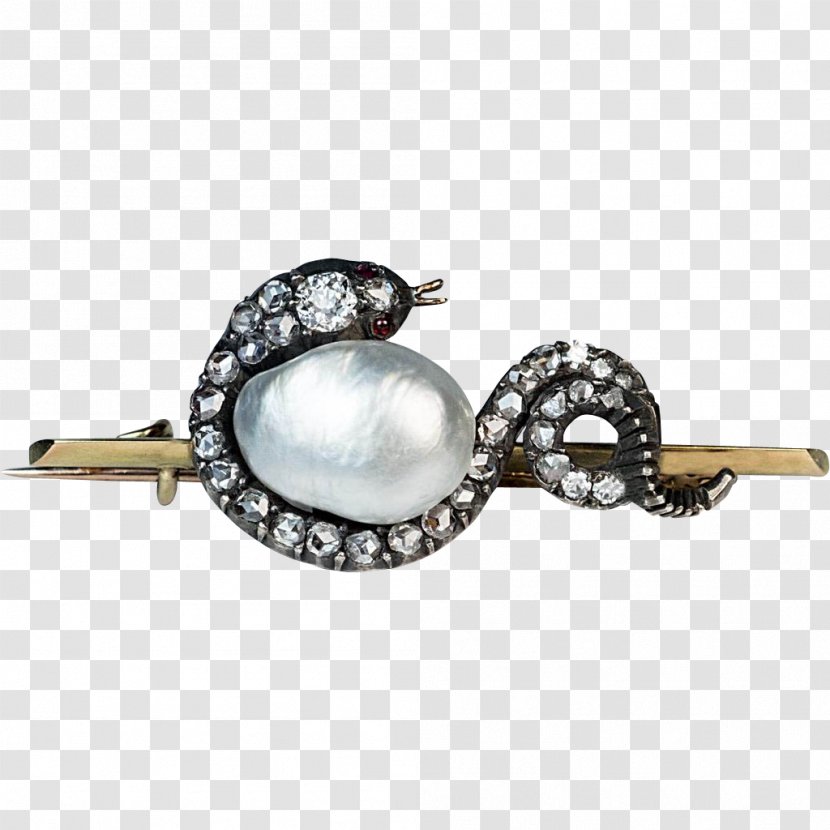 Brooch Earring Baroque Pearl Pin - Diamond Transparent PNG