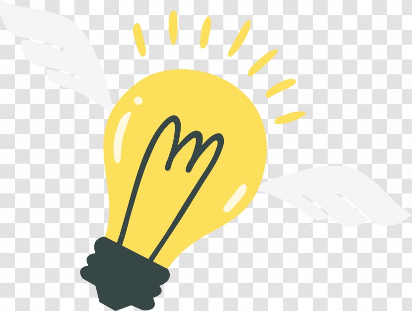 Idea Incandescent Light Bulb Royalty-free Illustration - Yellow - Wearing Wings Transparent PNG