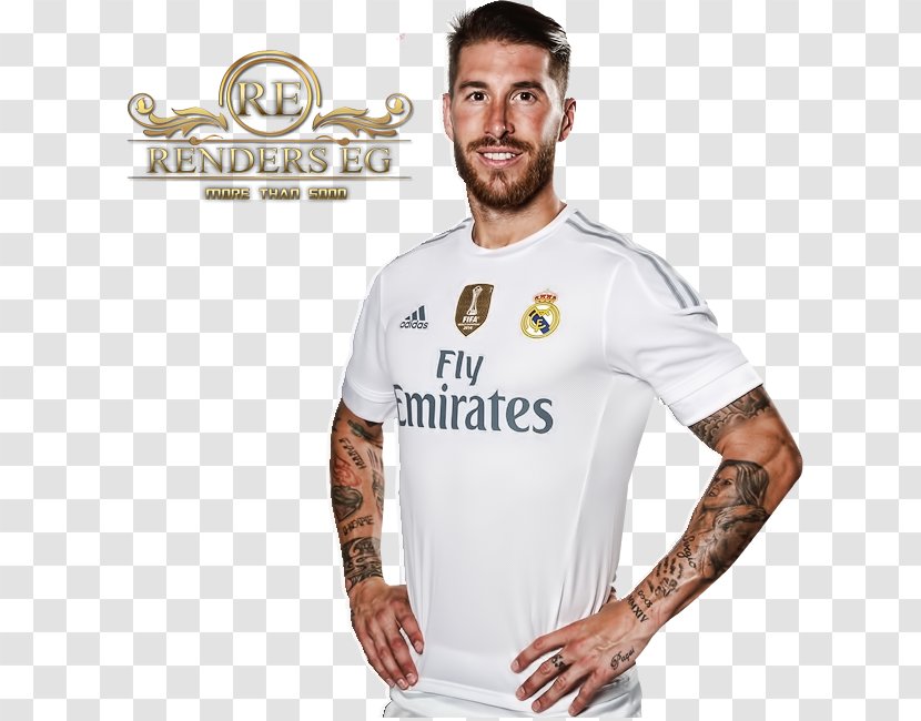 Sergio Ramos Real Madrid C.F. Football Player Jersey - T Shirt Transparent PNG