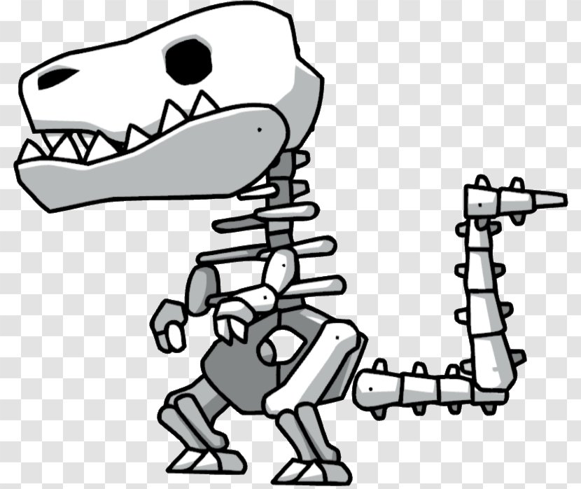 Scribblenauts Unlimited Tyrannosaurus Fossil Dinosaur Clip Art - Monochrome Photography - Animated Skeleton Pictures Transparent PNG