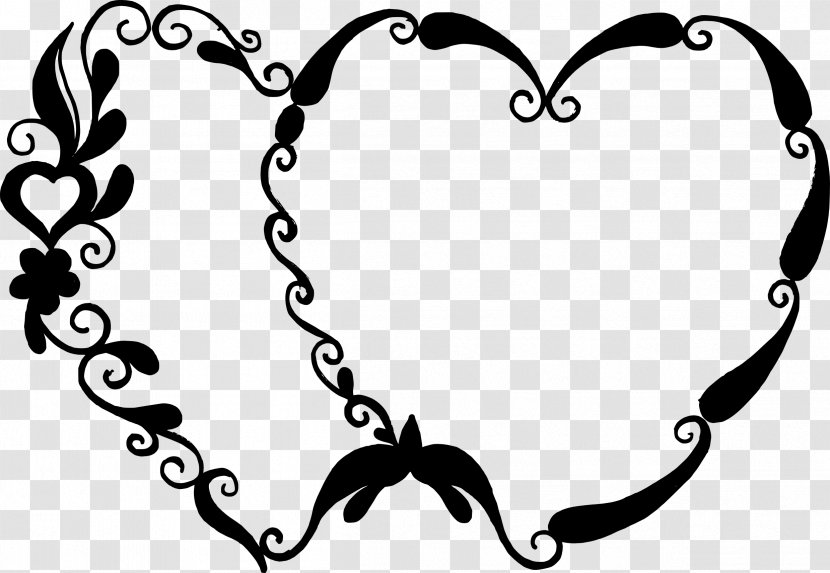 Heart Clip Art - Black And White - Vector Border Transparent PNG