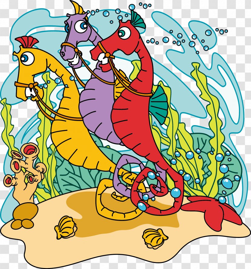 Cartoon Clip Art - Illustrator - Sea Hippocampus Vector Transparent PNG