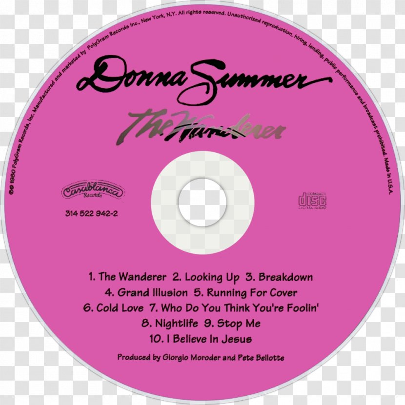 The Wanderer Compact Disc Pink M Disk Storage Donna Summer - Magenta Transparent PNG