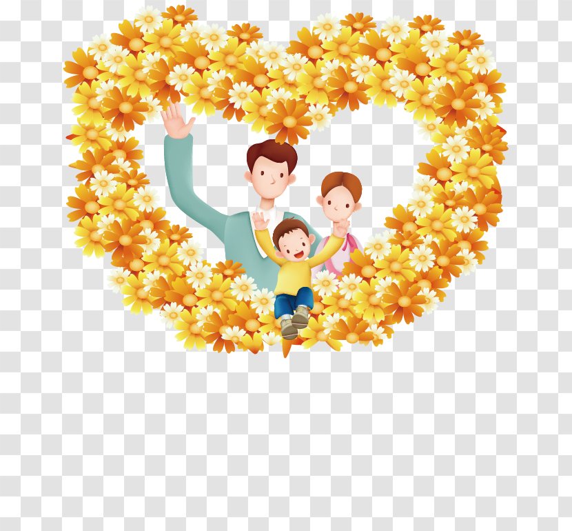 Clip Art - Watercolor - Daisy Family Portrait Painted Heart-shaped Pattern Transparent PNG