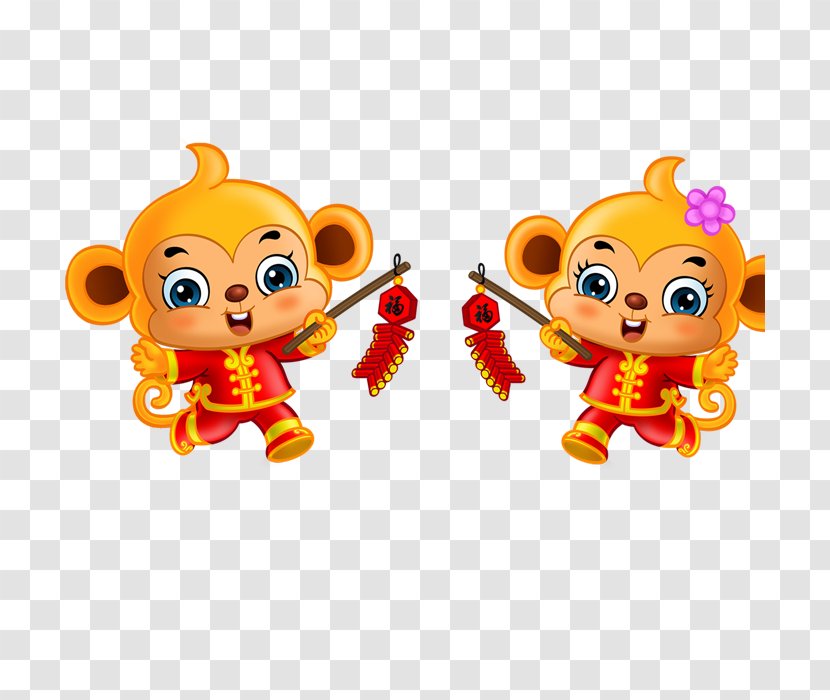 Chinese New Year Monkey Download Zodiac - Toy - Cartoon Creative Transparent PNG