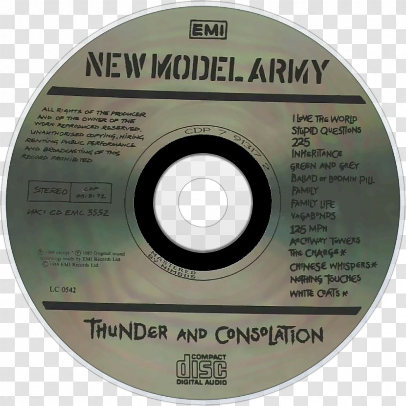 Compact Disc Thunder And Consolation New Model Army Phonograph Record United Kingdom - Disk Storage - Tv Transparent PNG