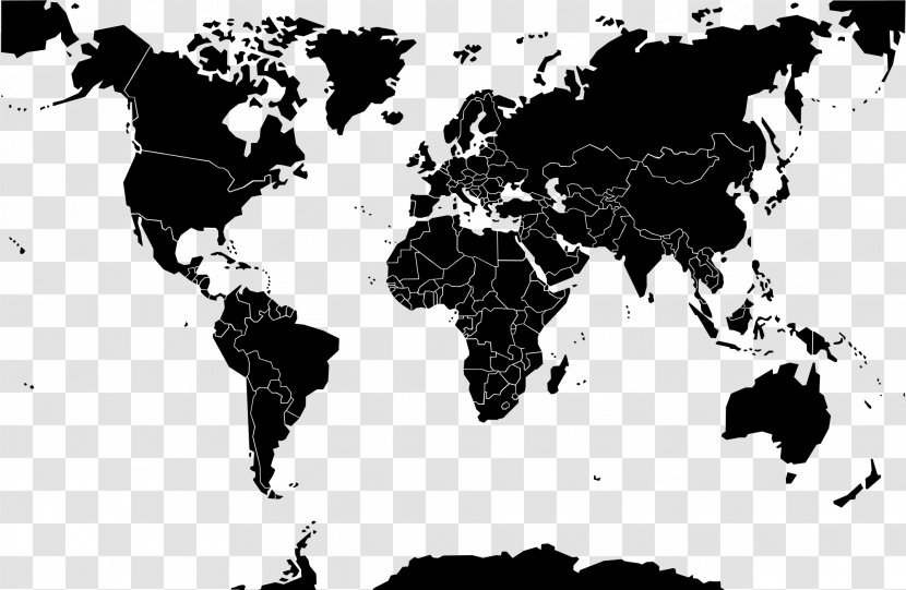 World Map Globe - Black And White Transparent PNG