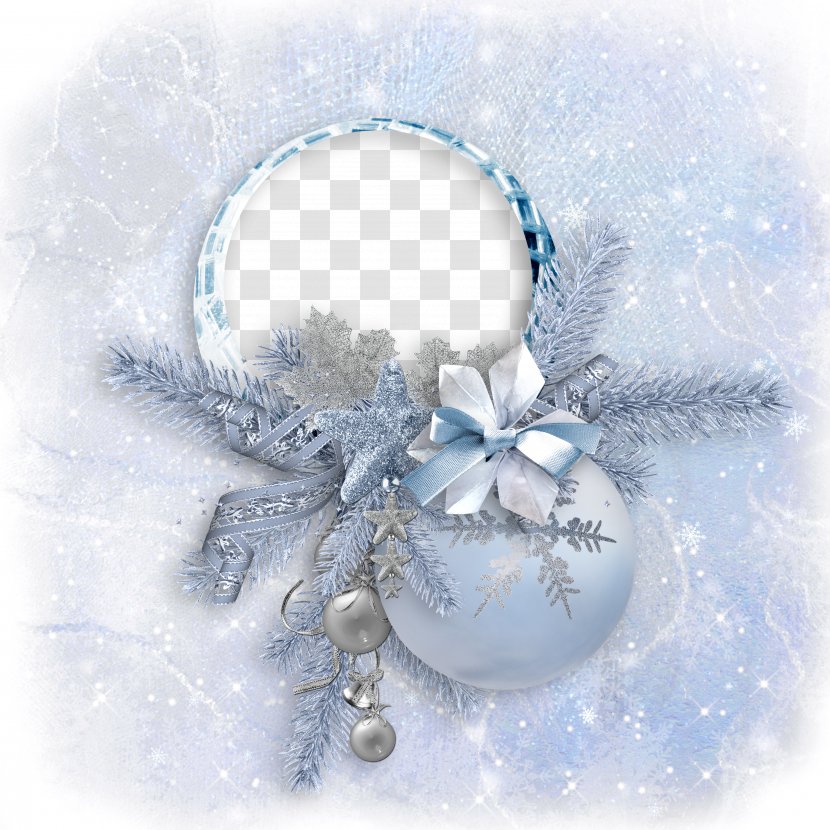 Christmas New Years Day Flower Bouquet - Winter - Pretty Blue Frame Transparent PNG