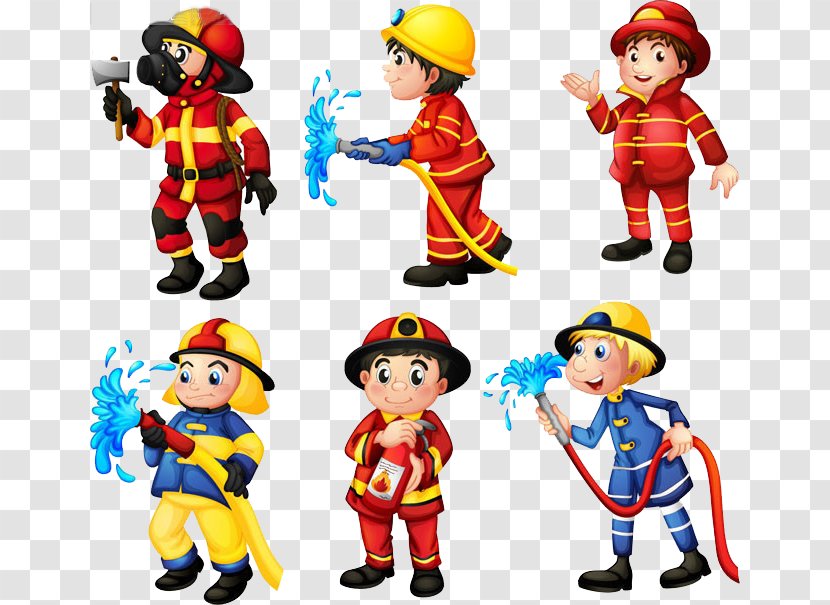 Firefighter Fire Engine Station Clip Art - Hydrant - Creative Hand-painted Cartoon Fireman Transparent PNG