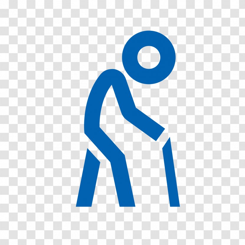 Old Age Walking Stick Person - Blue - Disability Transparent PNG