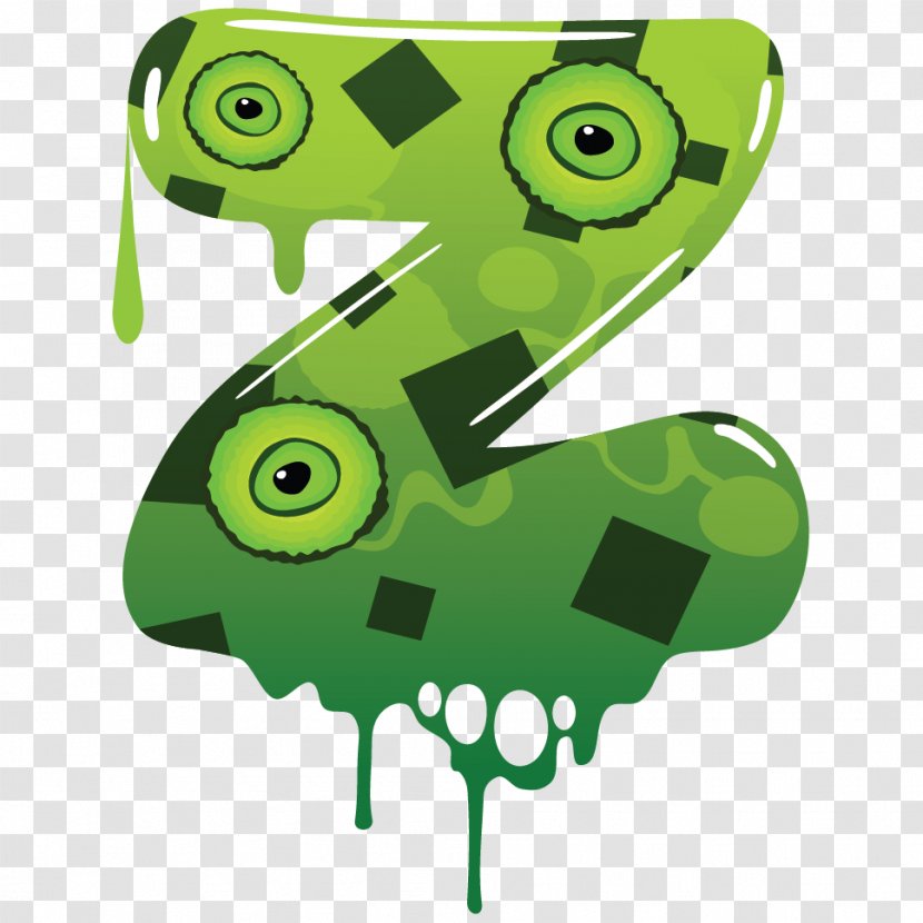 Letter Z Clip Art - Green - Cartoon Hand-painted Monster Transparent PNG