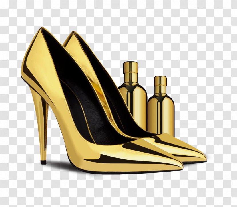 High-heeled Footwear Gold Court Shoe Sandal - Highheeled - High Heels Poster Material Picture Transparent PNG