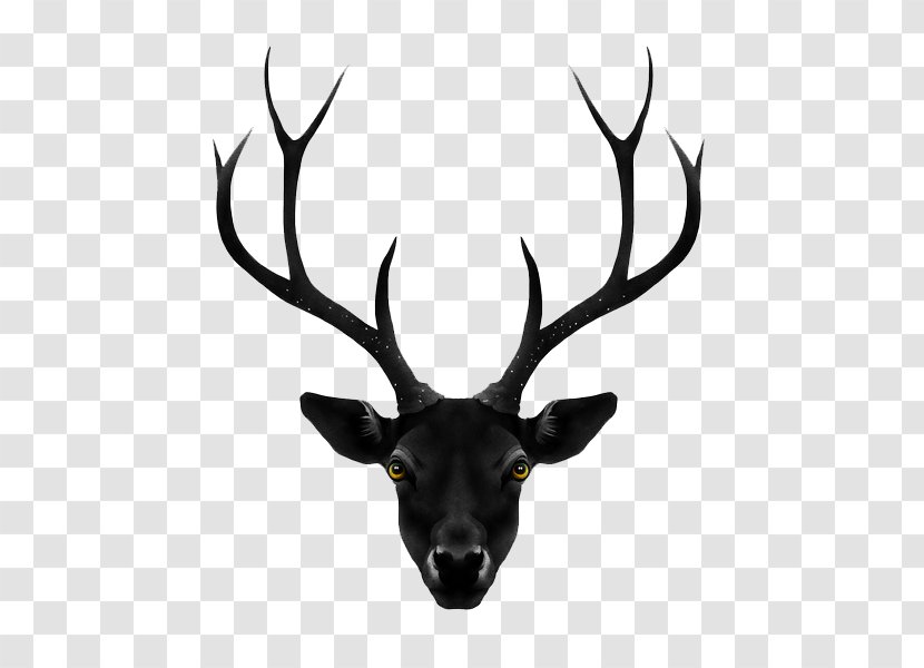 Canvas Print Work Of Art The Black Deer Poster - Mammal - Antler Silhouette Transparent PNG
