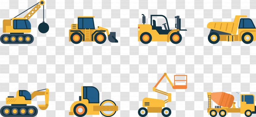 Architectural Engineering Vehicle Heavy Equipment - Text - Yellow Site Construction Tool Car Transparent PNG