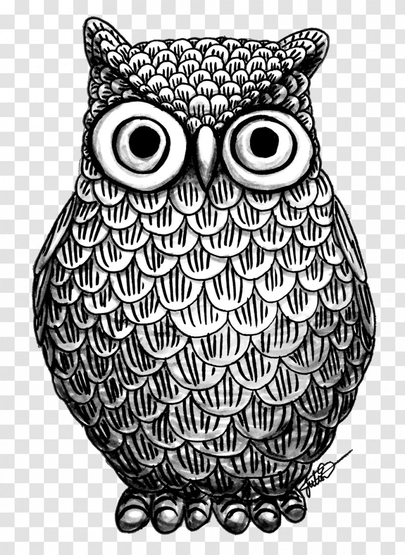 Owl Drawing Art Coloring Book - Blackandwhite Transparent PNG